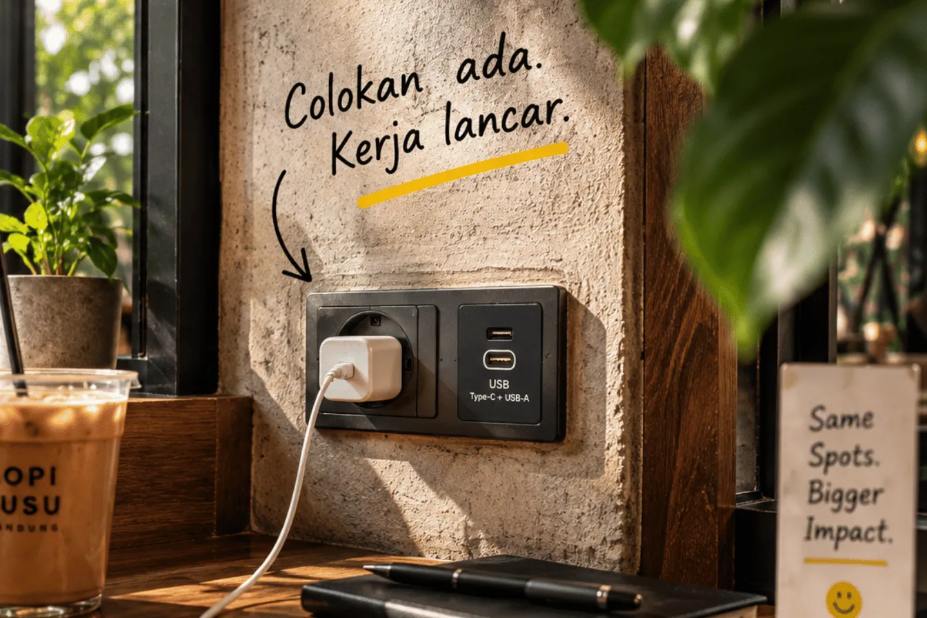 Power outlet at a cafe